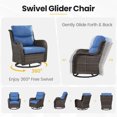 thumbnail image 6 of Gymojoy High Back Outdoor Swivel Rocker Patio Chairs Set of 2, All Weather Swivel Patio Glider Chairs with Thick Cushions for Porch, Poolside, Deck,Brown/Blue, 6 of 7