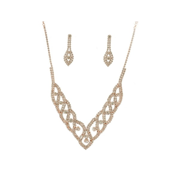 Fashion Jewelry Set Rose Gold Plating Necklace Earrings Set