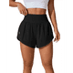 thumbnail image 3 of Pantalones Cortos de Cintura Alta para Mujer, Ideales para Correr, Hacer Ejercicio en el Gimnasio, con Bolsillos Interiores. Negro XL, 3 of 9