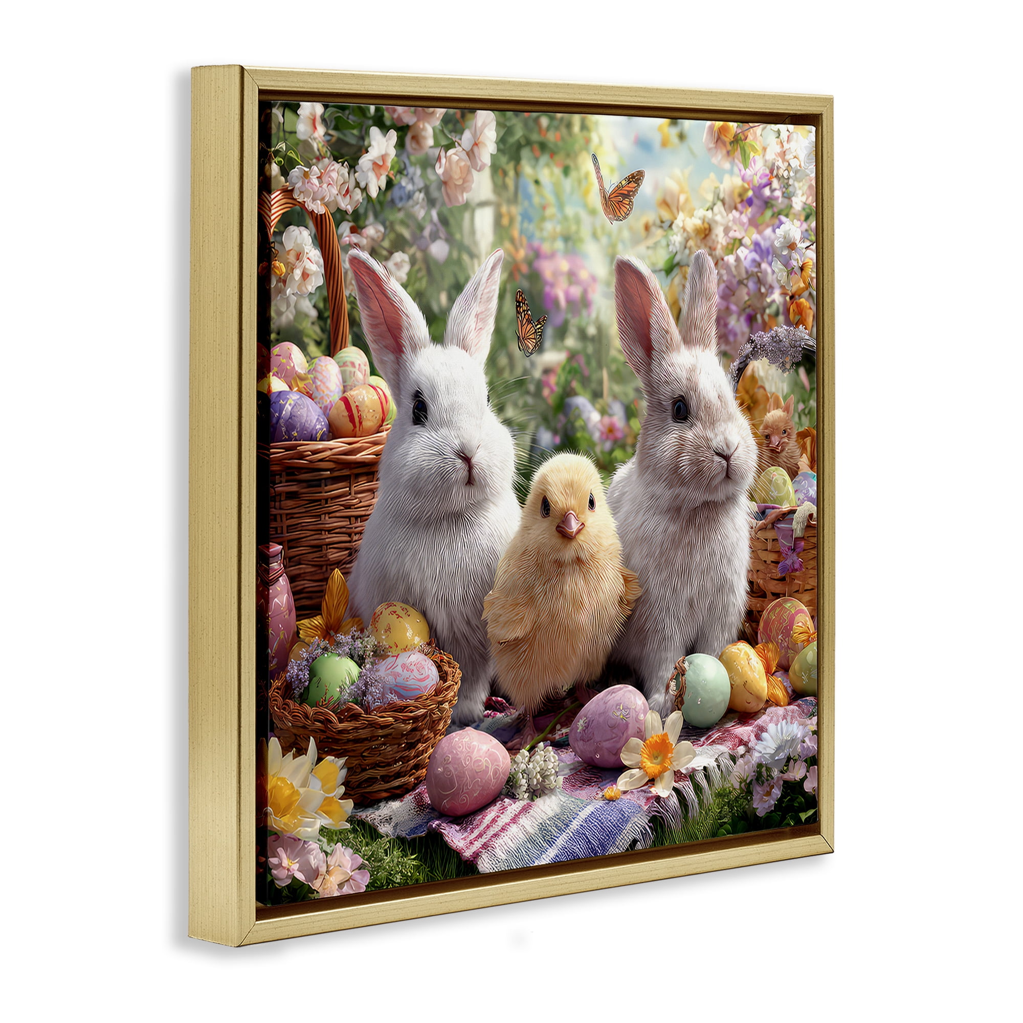 Stupell Industries Easter Animals & Eggs Gold Framed Floater Canvas Wall Art, design by The Wands Want