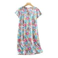 thumbnail image 2 of Plus Size Nightgown Knitted Cotton Sleepwear Short Sleeve Round Neck Home Dress, 2 of 5