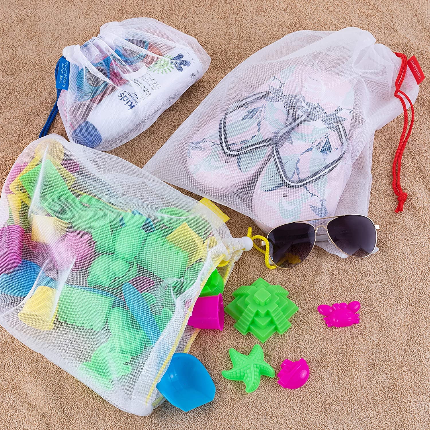 12 Packs Toy Storage & Organization Mesh Bags Eco Friendly Washable Mesh Bags & Color Coded Drawstrings by Size S, M, L. Playroom Organization, Baby Toys, Game Pieces, Toy Sets, Bathtub Toys