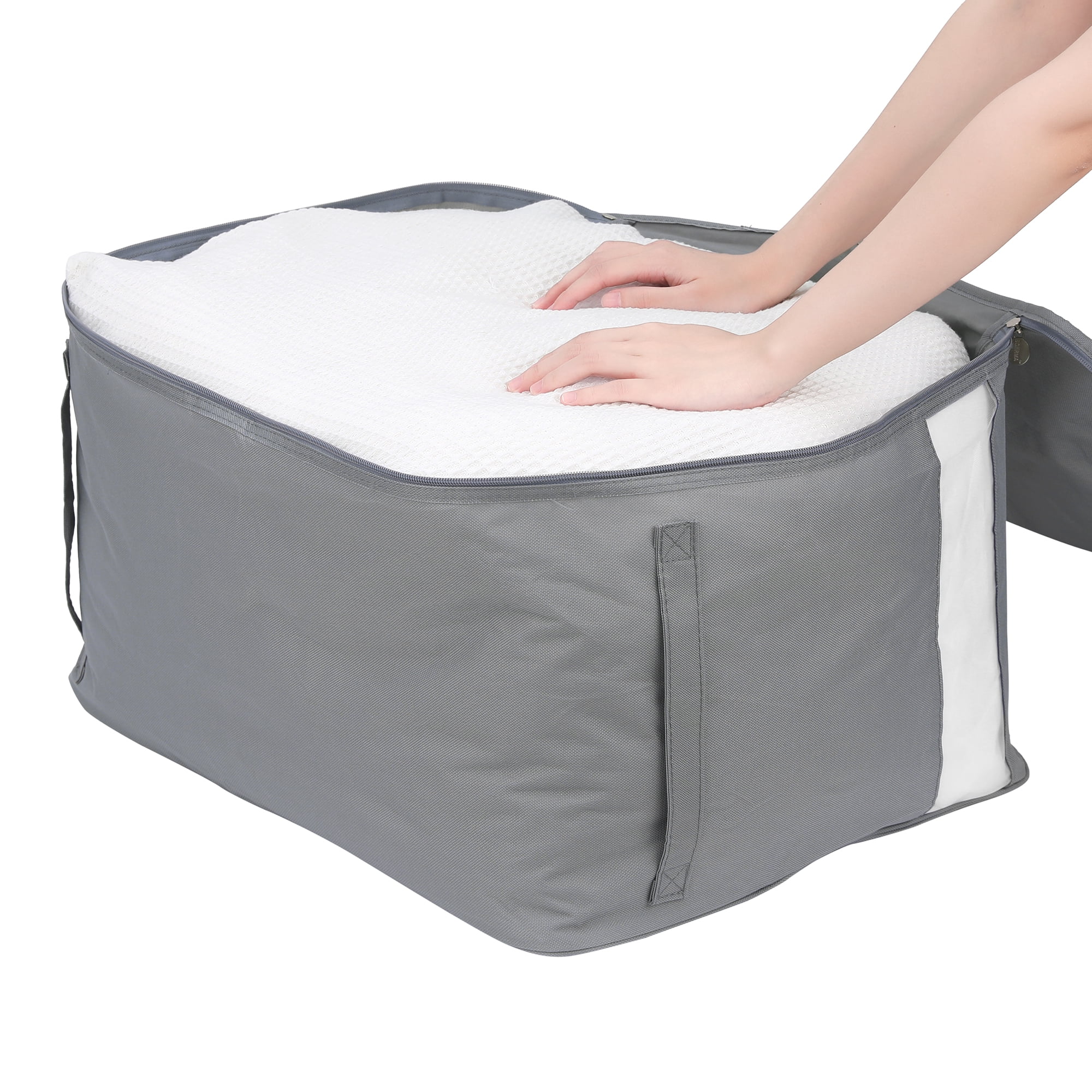 Unique Bargains Clothes Storage Bags for Closet Organizers w Handles Grey 23.5x19.5x14in