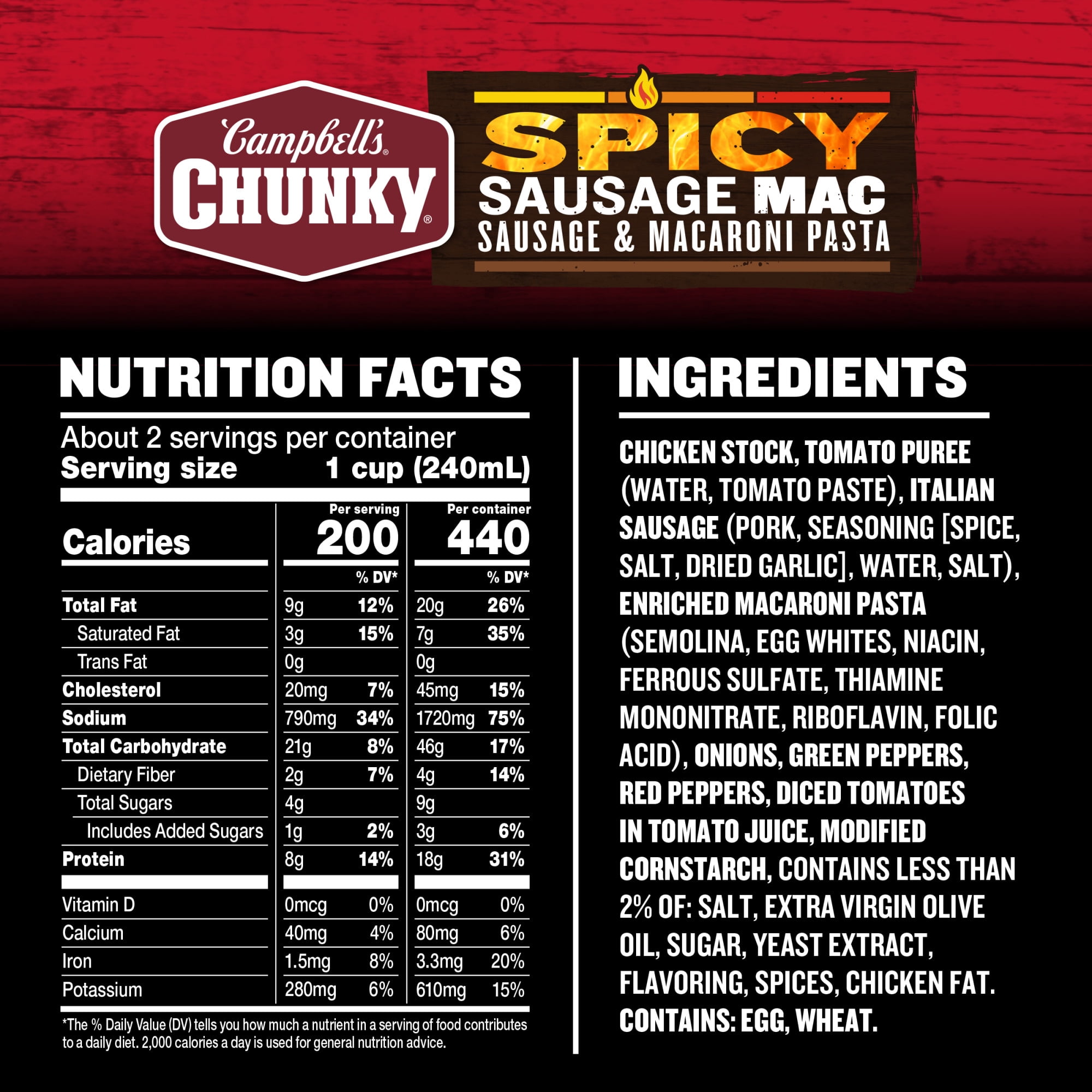 (12 pack) Campbell’s Chunky Spicy Sausage Mac Soup, 18.8 oz Can