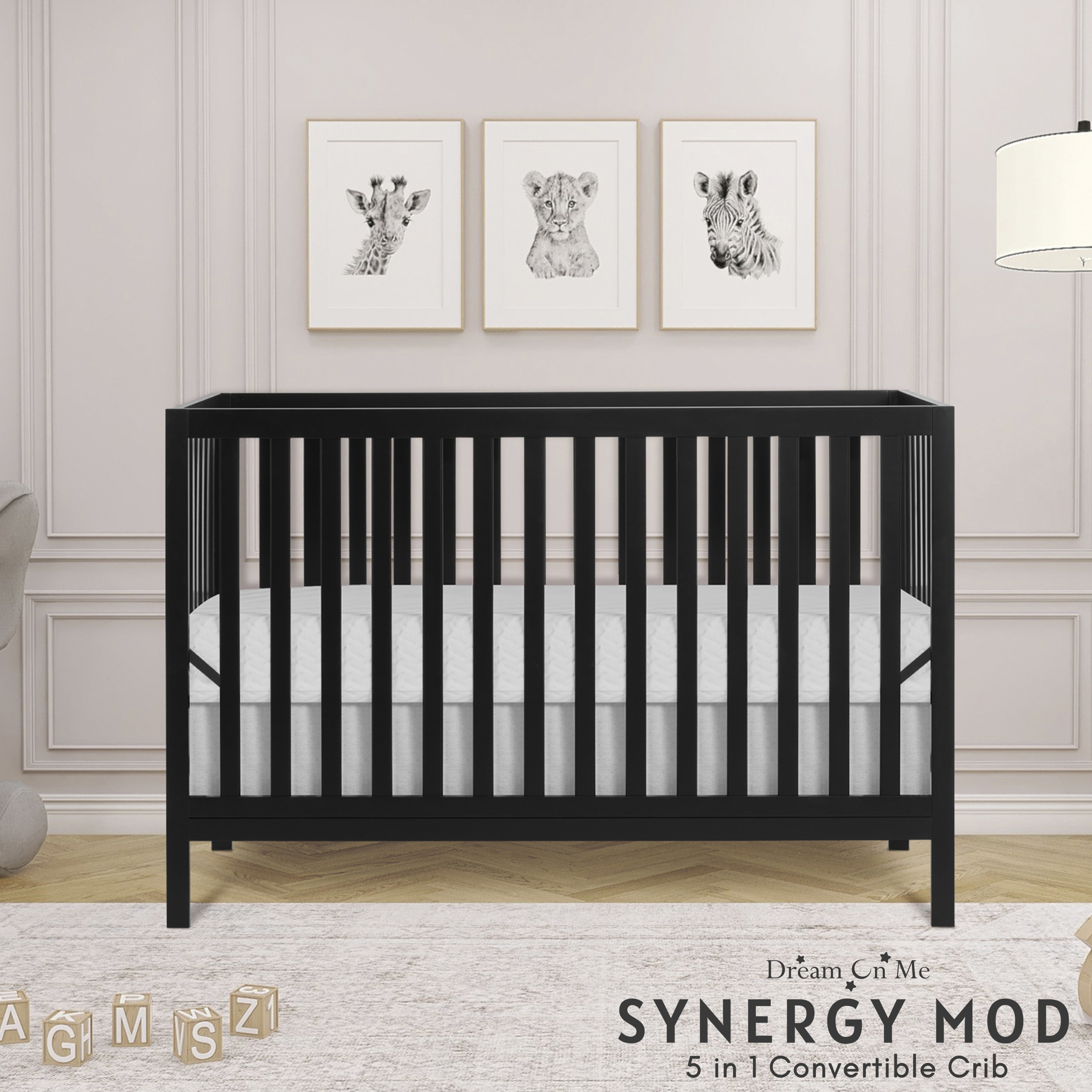 Dream On Me Synergy MOD Crib, Made with Sustainable New Zealand Pinewood, Matte Black - image 2 of 9
