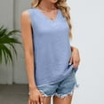 thumbnail image 5 of Njoeus Tank Tops for Women Summer Cotton Linen T Shirts Basic V-Neck Sleeveless Tunic Casual Comfy Camisole Tops Loose Tanks S-XXL, 5 of 7