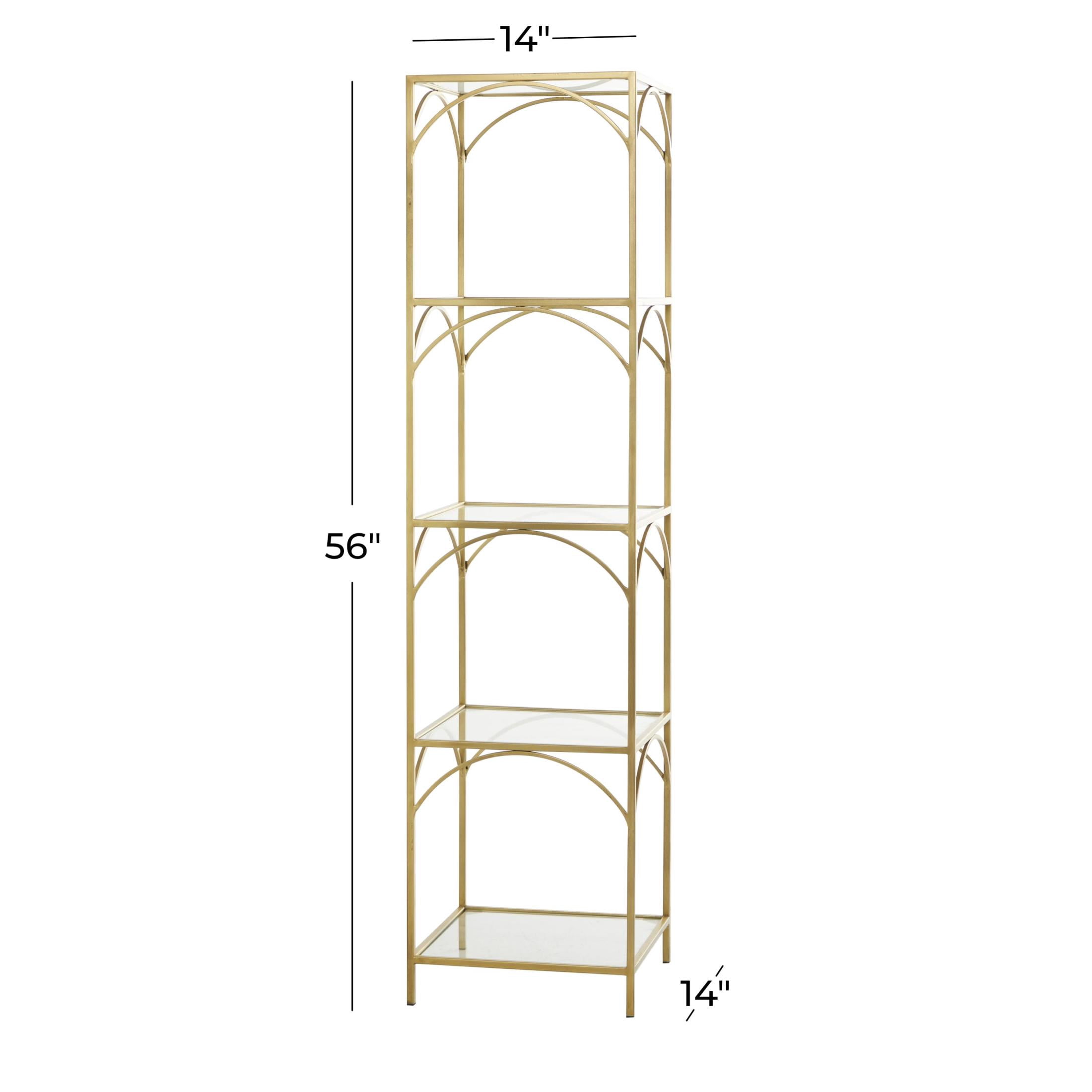 DecMode 14" x 56" Gold Metal 5-Tier Shelving Unit, 1-Piece