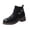 Black, variant on Women Casual Ankle Boots Leather Fall Winter Warm Boots with Side Zipper Women's Round Head Belt Buckle Low Heels Boots