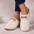 thumbnail image 3 of Wedge Suede Clogs for Women Retro Closed Toe Mules Comfortable Dress Slides Soft Soled Backless Platform Sandals Beige Size 9, 3 of 7