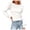 White, variant on Lovskoo Sweaters for Women Solid Color Ruffled Hem Long Sleeve Blouse Round Neck Casual Button Tops Sweater White