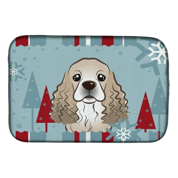 Winter Holiday Cocker Spaniel Dish Drying Mat