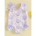 thumbnail image 2 of Bagilaanoe Toddler Baby Girl One-Piece Swimsuit Print Sleeveless Swimwear 3M 6M 12M 2T 3T Kids Ruffle Bathing Suit, 2 of 8