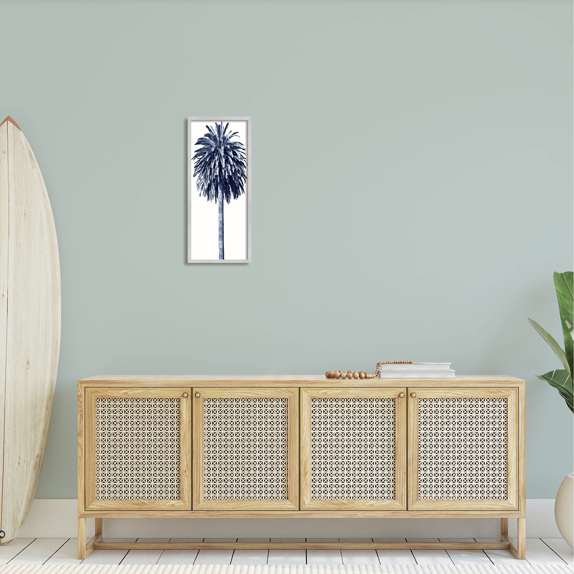 Contemporary Palm Tree View Botanical & Floral Graphic Art Gray Framed Art Print Wall Art
