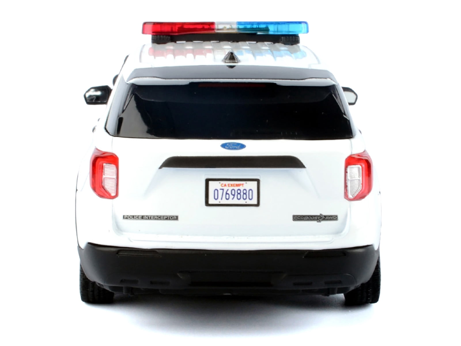 2022 Ford Police Interceptor Utility Plain White with Flashing Light Bar and Lights and Sounds 1/24 Die Cast Model Car Motormax