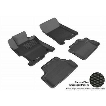 3D MAXpider 2008-2012 Fits Honda Accord 1st Row 2nd Row Kagu Carbon Fiber Embossed Pattern Black Floor Mat L1HD05901509