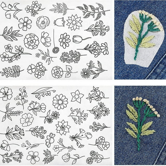DPTALR 50 Pack Hand Sewing Stabilizer Washable Water Soluble Stabilizer Tear-off Machine Embroidery Stabilizer With Flower Pattern For Embroidery Hand Sewing Lovers
