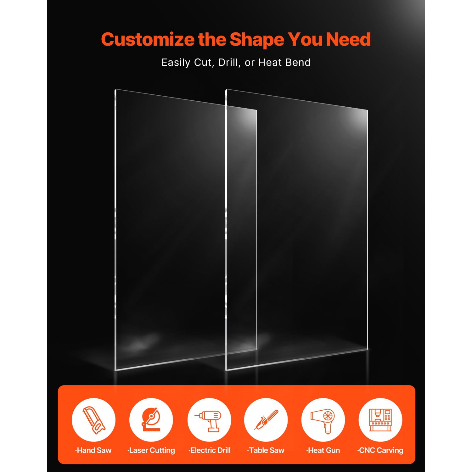 KFFKFF Clear Acrylic Plexiglass Panels, Twin Pack, 24x48 Inch with 1/8 Inch Thickness, Transparent Plastic Sheets for Craft Projects, Substitute Picture Frame Glass, DIY Exhibits, Simple to Trim