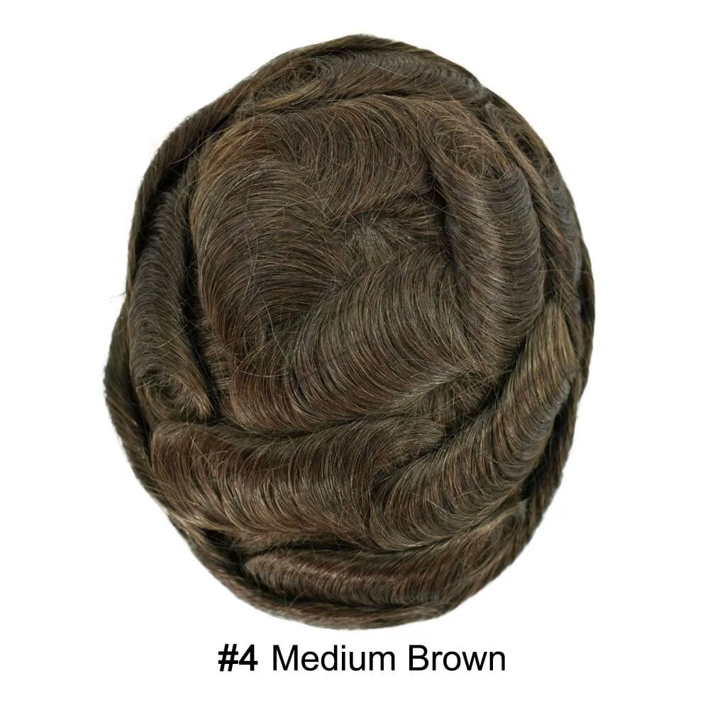 Full PU Toupee for Men Human Hair Replacement System Thin Skin Mens Toupee Hairpieces Black Brown Blonde Gray Hair Wigs
