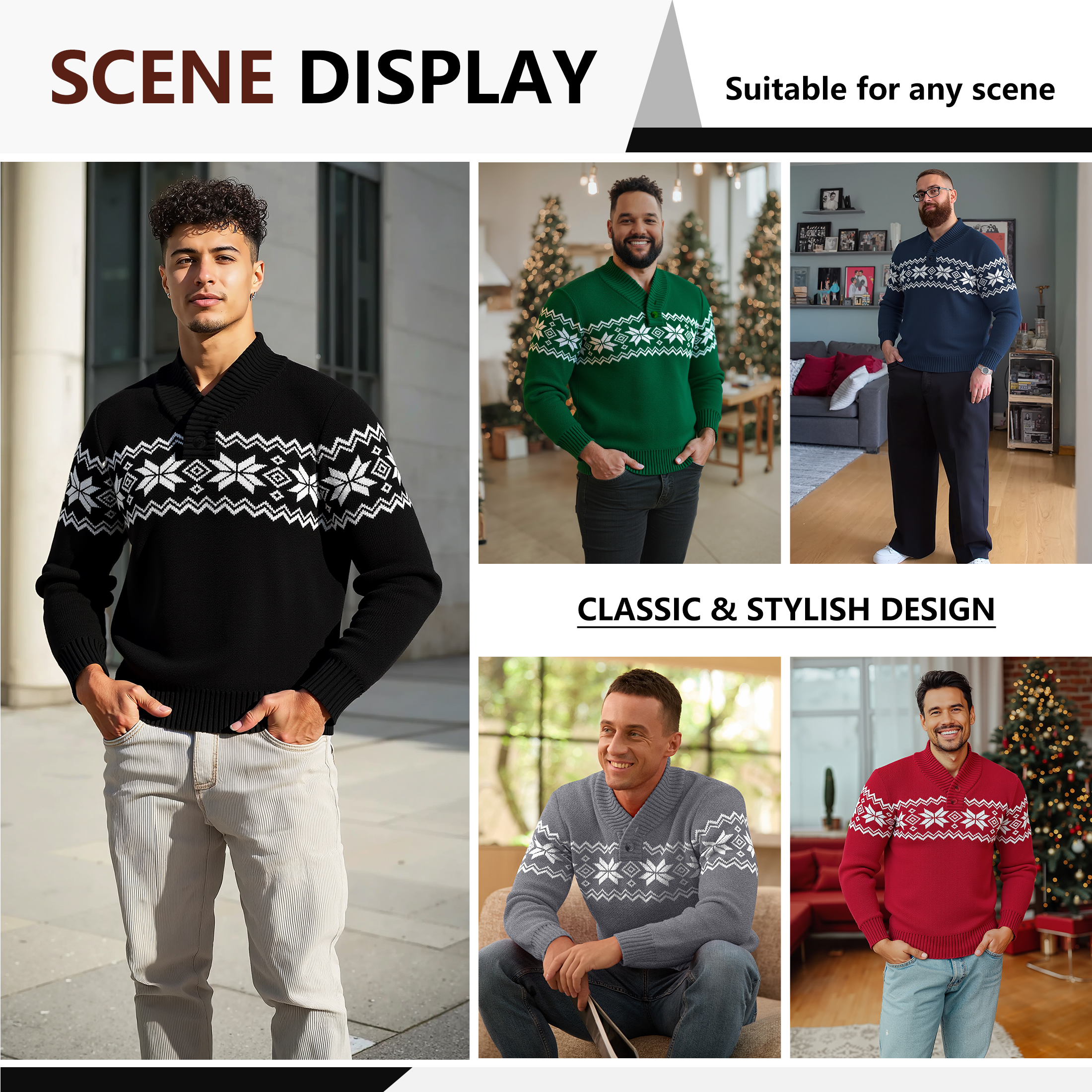 Iceglad Men's Fair Isle Christmas Sweater Pullover photo 8