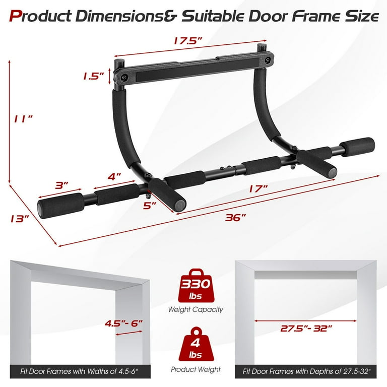 Gymax Multi Grip Doorway Pull Up Bar W Foam Grips Total Upper Body Workout Home Gym