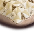 thumbnail image 2 of Decorative Gold & ivory 12"x24" (30x60 cm) Lumbar Pillow Cover, Jacquard Mosaic & Beaded Oblong Pillow, Geometric Pattern Modern Style - Gold Triad, 2 of 3