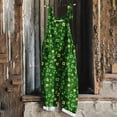 thumbnail image 2 of BiZtdJrK Wide Leg Linen Jumpsuits for Women St Patricks Day Outfits Funny Graphic Spaghetti Strap Rompers One Piece Pants with Pockets Green XXXXL, 2 of 6
