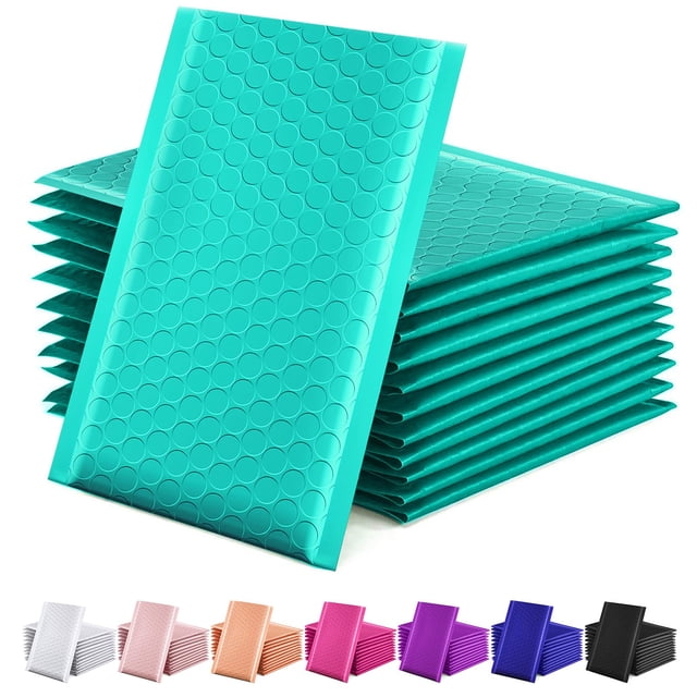 Bubble Mailers GSSUSA, acolchado, color verde azulado, 10 x 20 cm, 50 unidades
