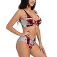 thumbnail image 2 of Wukai Buffalo Plaid Love And Gnome Women's Bikini Set Two Piece,wimsuit High Waisted V Neck Twist Front Adjustable Spaghetti Straps Bathing Suit-Large, 2 of 7