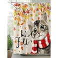 thumbnail image 2 of Fsddascl Fall Shower Curtain Set - Small 36" x 72" Washable Bathtub Curtain with 12 Hooks, Thanksgiving Autumn Cat Leaves Retro Maple Leaf Vintage Waterproof Fabric Stall Shower Curtains for Bathroom, 2 of 6