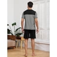 thumbnail image 5 of Men's Short Sleeve Pajama Sets 2 Pieces Men Cotton Pajamas Sets with Shorts Men Summer Sleepwear Set with Pockets, S-XXL, 5 of 11