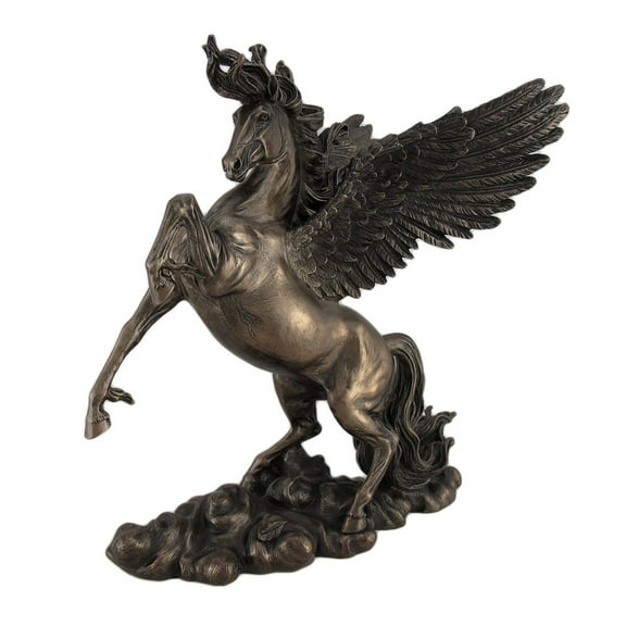 US 11" Cold Cast Bronze Color Greek Mythology Rearing Pegasus Figurine