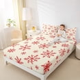 thumbnail image 4 of Feelyou Snowflake Print Twin Sheet Sets, Happy Christmas Twin Fitted Sheet, Winter Festival Flat Sheet, Ultra Soft Home Decor,3-Piece, 4 of 7
