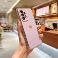 thumbnail image 2 of Jiahe Cover For Samsung Galaxy A53 5G 6.5 inch Case Love Heart,Slim Shockproof Plating Electroplate Camera Lens Protector Soft TPU Protective Back Cover,Purple, 2 of 2