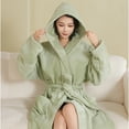 thumbnail image 5 of HAiming Robe for Women Long Hooded Bathrobe Warm Cloth Thickened Fleece Solid Color Loungewear Spa Bath Robe with Pockets, 5 of 9
