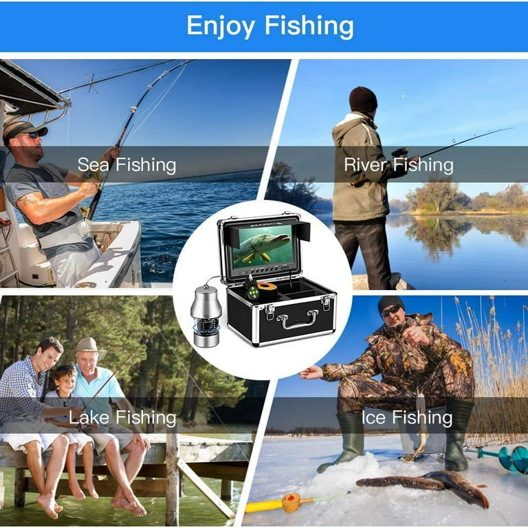 Eyoyo Underwater Fishing Camera Video Fish Finder DVR Function 9 inch Large  Color Screen 360° Horizontal Panning Camera 1000TVL w/ 18 Infrared IR Lights  30M Cable for Lake Sea Boat Ice Fishing 