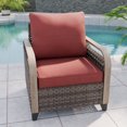 thumbnail image 6 of INTER HUT Modern Wicker Patio Chair, Outdoor Chair with Steamlined Armrest, Rattan Chair Patio Furniture, 1 Chair, Brown/Red, 6 of 8