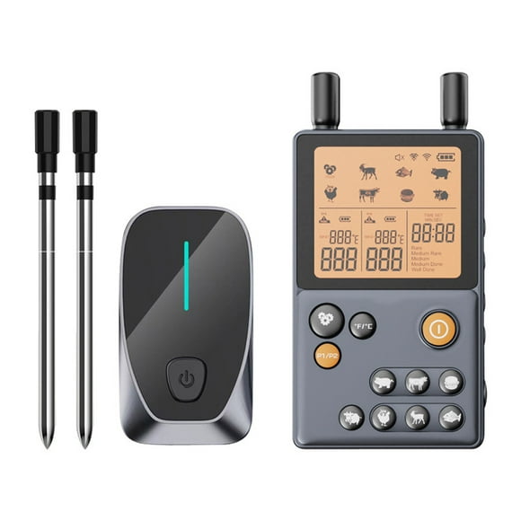 Mistaha Wireless BBQ Thermometer with Bluetooth Connectivity - Smart Meat Thermometer with Long Range Signal, Ceramic Handle, and Alarm Function