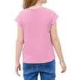 thumbnail image 3 of Cap Sleeve Summer Kids Solid Color Casual Shirt Girls Children Crewneck Simple Shirt Tops for 5-14 Years, 3 of 4