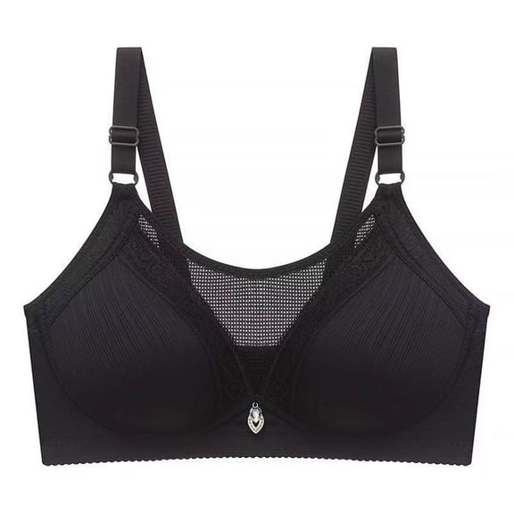 Mrat Ladies Training Bras Womens Comfortable Lace Breathable Bralettes for Women Plus Size Bra Underwear No Underwire White Tube Tops with Built in Bra L_1 Black XL