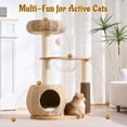 thumbnail image 6 of 38" Modern Cat Tree Tower for Indoor Cats, Solid Wood Cat Furniture with Handwoven Rattan Basket Bed & Cave, Capsule Nest, Sisal Scratching Posts and Self-Groomer, Space-Saving Cat Condo, 6 of 9