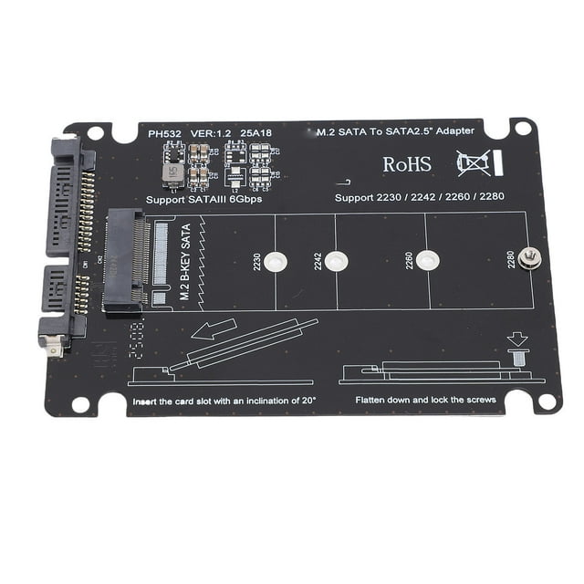 M.2 NGFF BKey To Serial ATA Converter, M.2 NGFF MSATA B Key SSD To Serial ATA Adapter Shockproof Connector Stable Transfer for 2230 2242 2260 2280 SSD