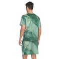 thumbnail image 2 of joogoo Men's Pajama Set Marble Green V-Neck Pj Shorts Set 2 Piece Loungewear Sleepwear XXL, 2 of 7