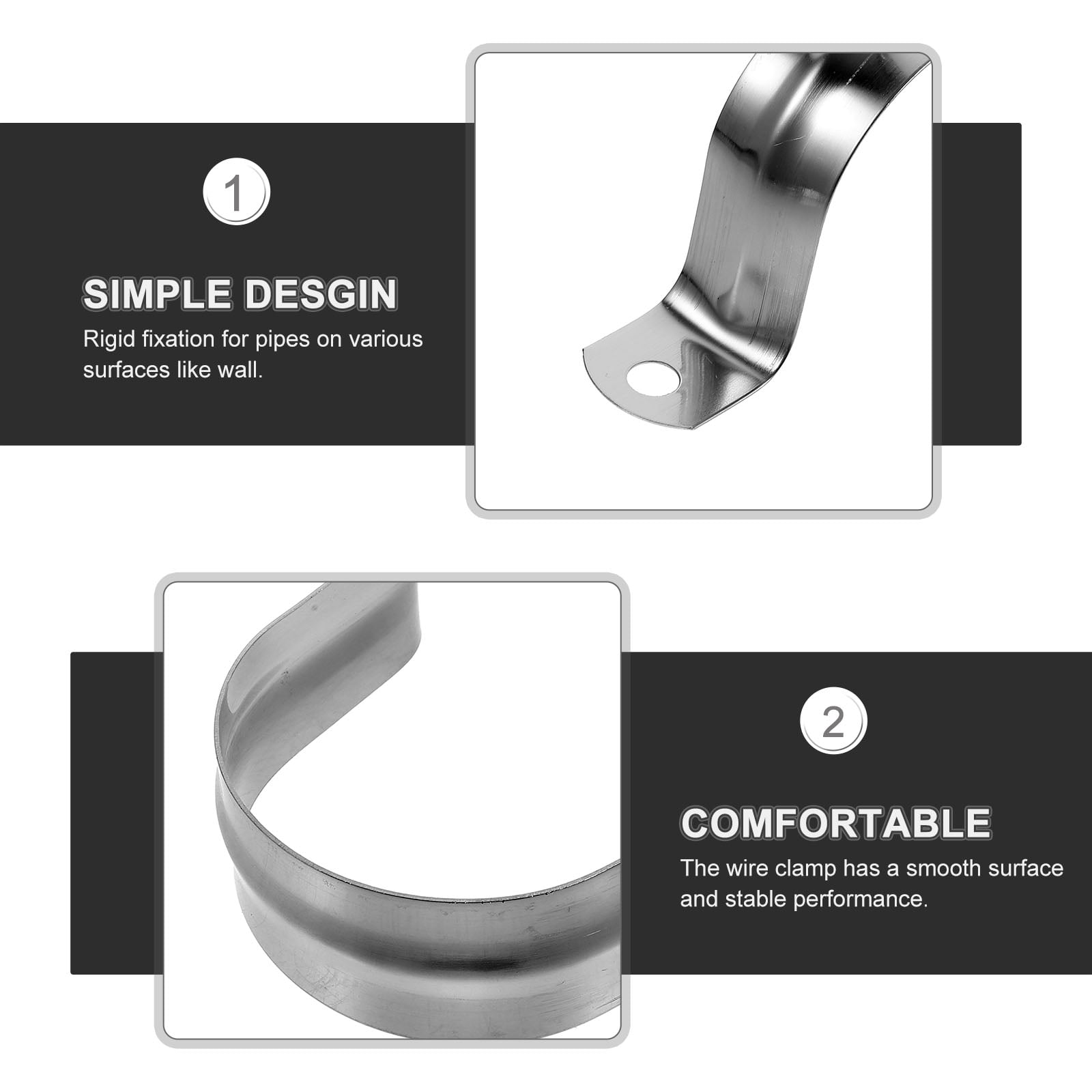 COMPUKAS 100Pcs Stainless Steel U Clamp Metal Tube Clamps Heavy Duty for Wire Cable Installation