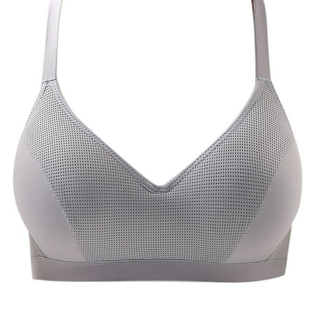 UTSJKR Women s Sports Bra Wireless Padded Breathable Mesh Yoga Bra for Running Workout Fitness Exercise Dark Gray XXXL