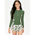 thumbnail image 3 of Lanbubble Girl Swimsuit for Teens 2 Piece Long Sleeve Rash Guard Bathing Suits Padded Girls Swimwear 11-16Y, 3 of 9
