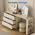 thumbnail image 6 of May in Color 6 Drawer Dresser, Extendable Corner Vanity Desk and Dresser Combo with 3 Side Shelves, Wood Dressing Table for Bedroom, Dressing Room, Beige, 6 of 9
