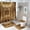 Ancient Egyptian Building, variant on 4Pcs Medieval Egyptian Building Shower Curtain Set with Toilet Lid Cover U-Shaped Mat and Non-Slip Rugs, Architecture Golden Glam Shower Curtain Bathroom Decor Set, 72" x 72"
