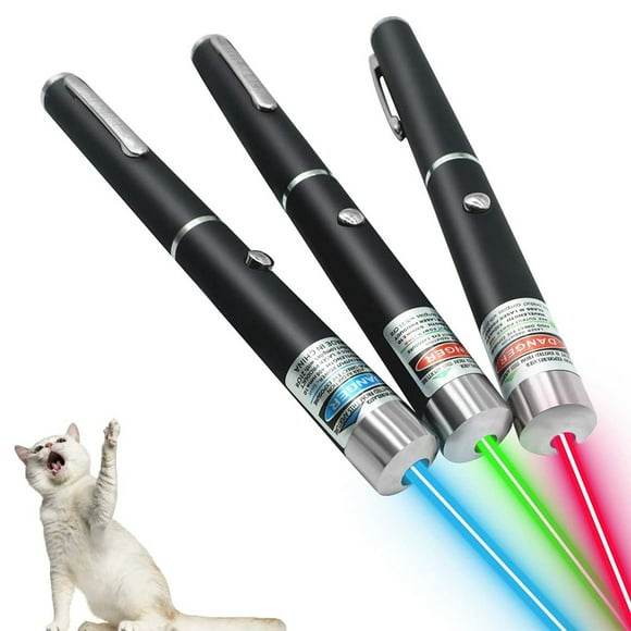 Cat Toys for Catch Exercise, Green Red Blue Purple for Kitten Dogs, Pack of 3 Portable Mini LED Torch Laser Pointer
