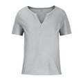 thumbnail image 4 of Timegard Womens Plus Size Tops Summer Casual Drop Shoulder Notched V Neck Short Sleeve Tops Tee Comfy, 4 of 5