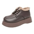 thumbnail image 7 of Womens Platform Snow Boots Low Top Waterproof Leather Lace up Furry Lined Round Toe Winter Booties Dress Shoes Coffee 9.5, 7 of 7
